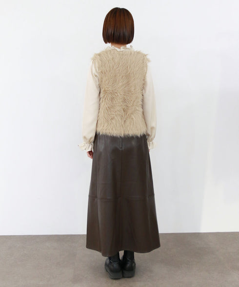 2way shaggy knit vest